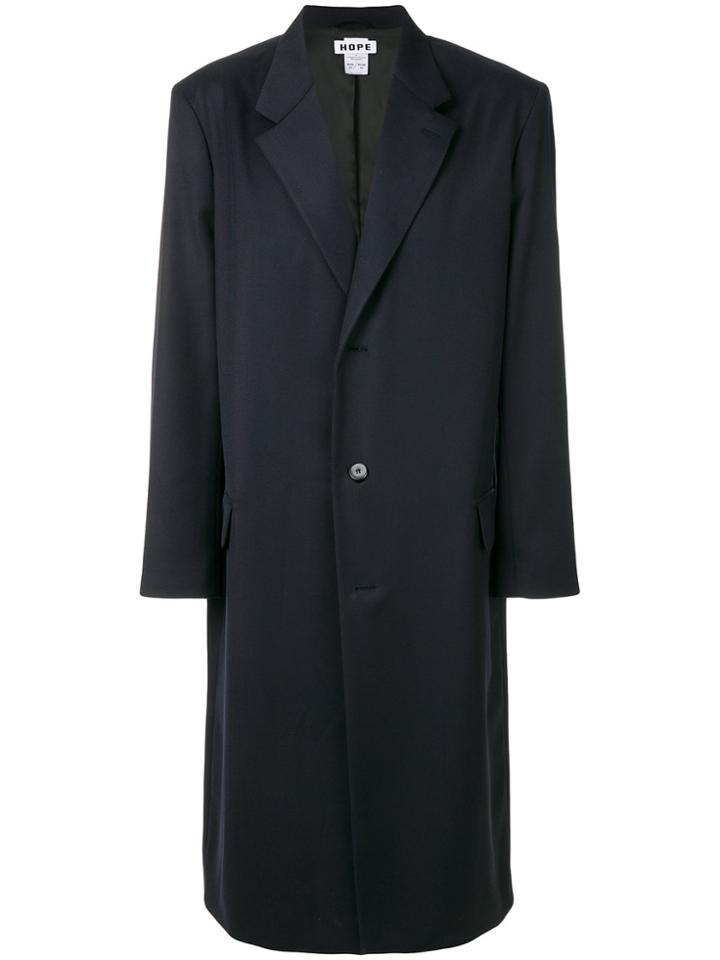 Hope Long Single Breasted Coat - Blue