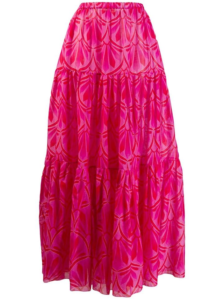 Giada Benincasa Printed Tiered Maxi Skirt - Pink