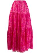 Giada Benincasa Printed Tiered Maxi Skirt - Pink