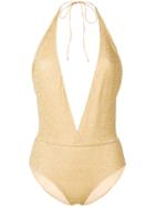 Oseree V-neck Lumière Maillot Swimsuit - Metallic