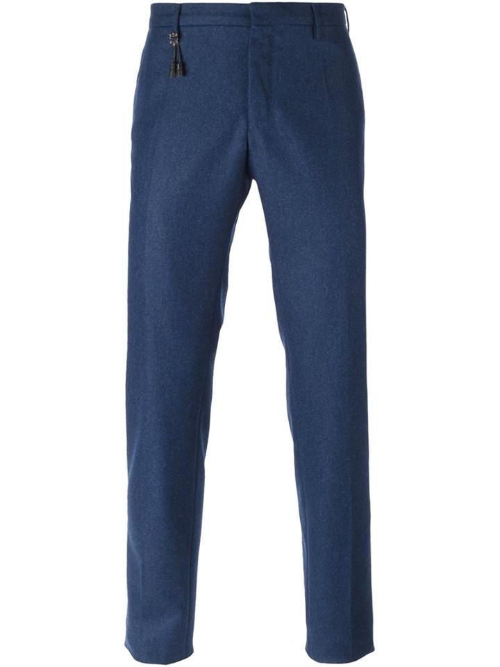 Incotex Tailored Slim Trousers, Men's, Size: 44, Blue, Wool
