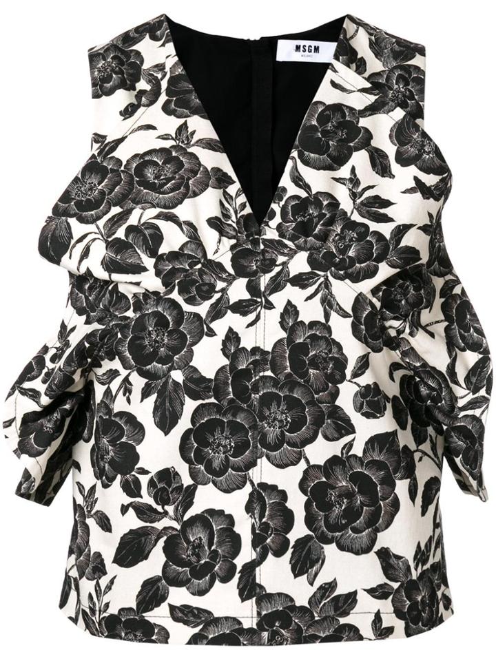 Msgm Floral Print Blouse - Nude & Neutrals
