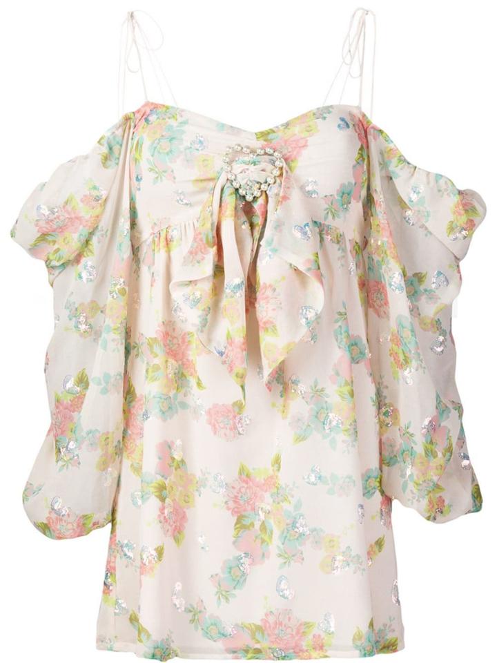 For Love And Lemons Floral Print Empire Dress - Pink