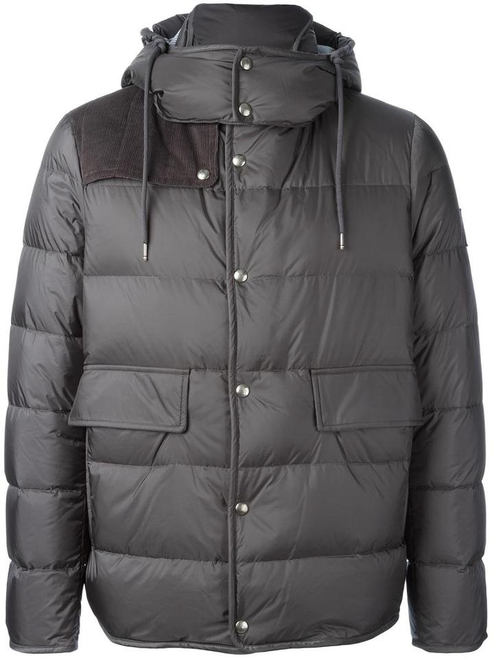 Moncler Gamme Bleu Padded Coat, Men's, Size: 2, Grey, Polyamide/cotton/cupro/feather Down