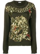 P.a.r.o.s.h. Dragon Sequin Embroidered Jumper - Green