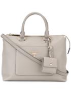 Prada - Logo Plaque Tote - Women - Calf Leather - One Size, Women's, Grey, Calf Leather