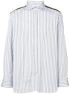 Junya Watanabe Man Camouflage Panelled Stripe Shirt - Blue