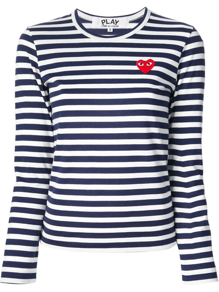 Comme Des Garçons Play Long Sleeve Striped T-shirt, Women's, Size: Small, Blue, Cotton