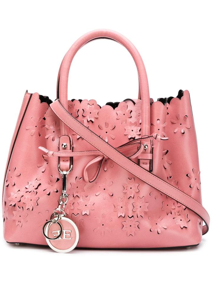 Ermanno Scervino Floral-cut Tote - Pink & Purple