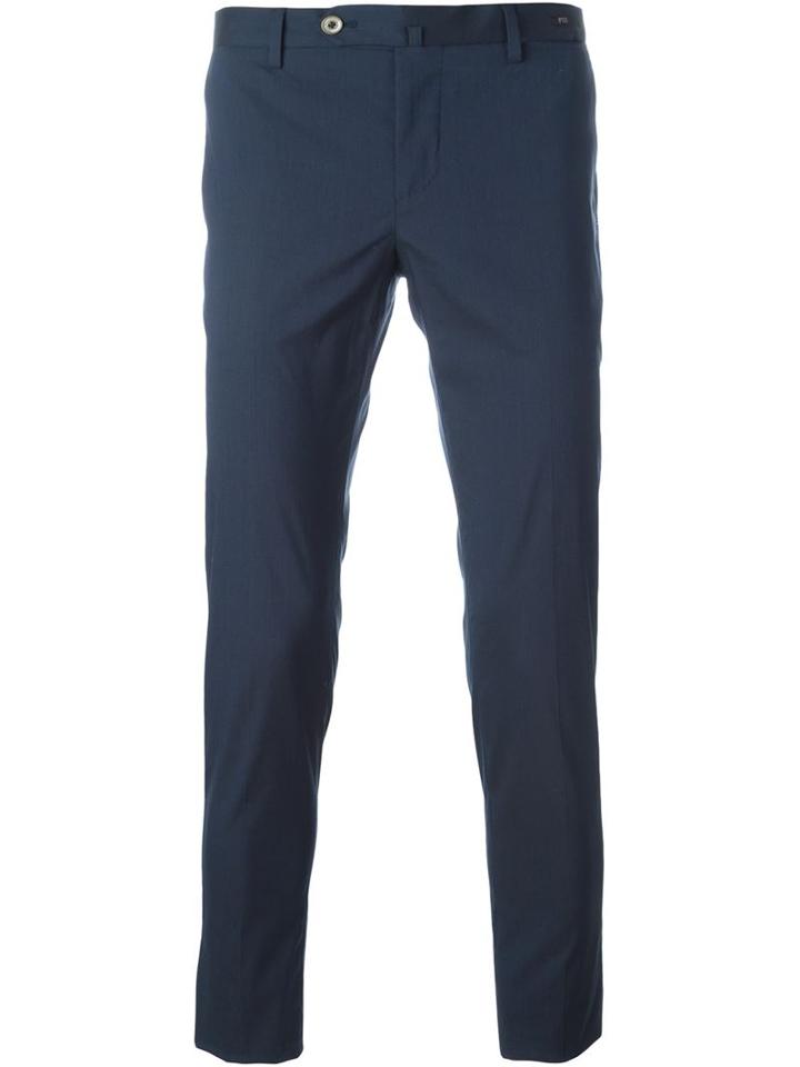 Pt01 Slim Tailored Trousers, Men's, Size: 48, Blue, Cotton/polyamide/spandex/elastane