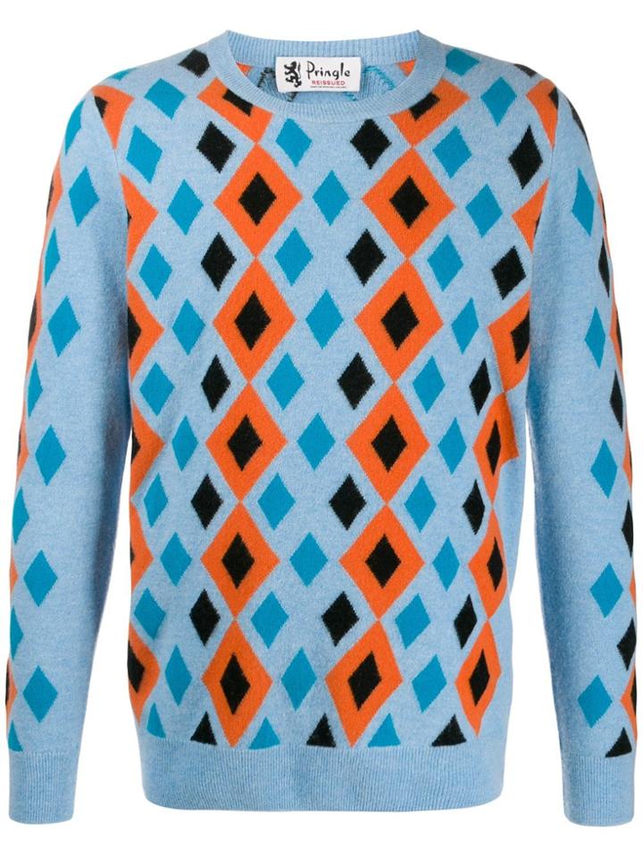 Pringle Of Scotland Reissued Abstract Diamond Jumper - Blue