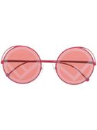 Fendi Eyewear Round Frame Logo Sunglasses - Red