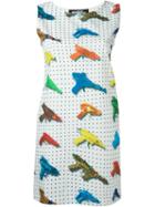 Jeremy Scott Watergun Print Fitted Dress, Women's, Size: 42, White, Cotton