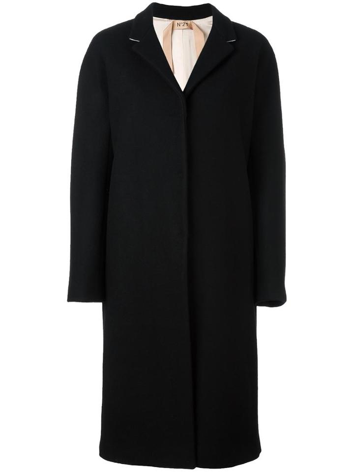 No21 Long Length Single Breasted Coat, Women's, Size: 42, Black, Wool/polyamide/acetate/viscose