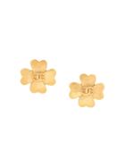 Chanel Vintage Cc Logos Clover Motif Earrings - Metallic