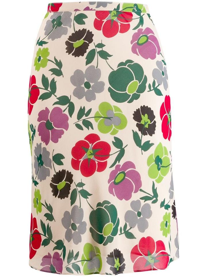 Christian Dior Pre-owned Floral-print Pencil Skirt - Neutrals