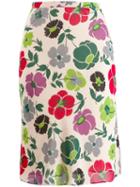 Christian Dior Pre-owned Floral-print Pencil Skirt - Neutrals