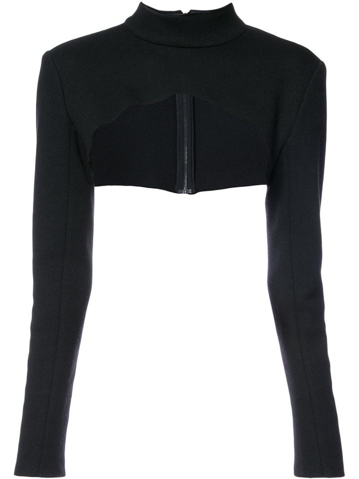 Sally Lapointe - Long-sleeved Bolero Top - Women - Viscose/cashmere/wool/polyimide - 6, Black, Viscose/cashmere/wool/polyimide