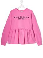 Philosophy Di Lorenzo Serafini Kids Logo Ruffle-hem Jumper - Pink
