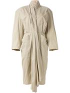 Thierry Mugler Vintage Pleated Scarf Collar Dress