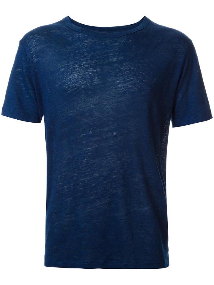Venroy Round Neck T-shirt, Men's, Size: Large, Blue, Linen/flax