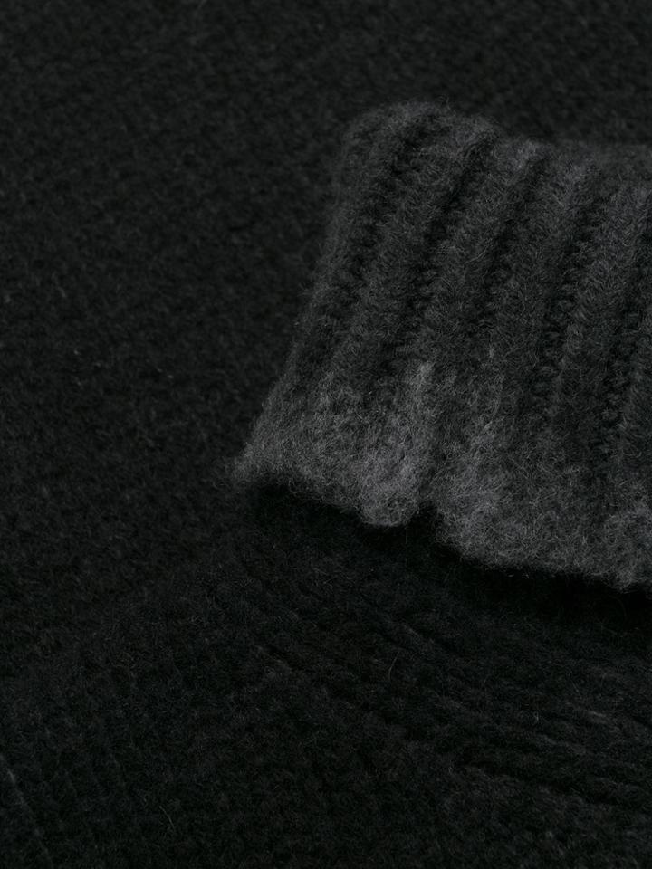 Avant Toi Contrast Neck Jumper - Black