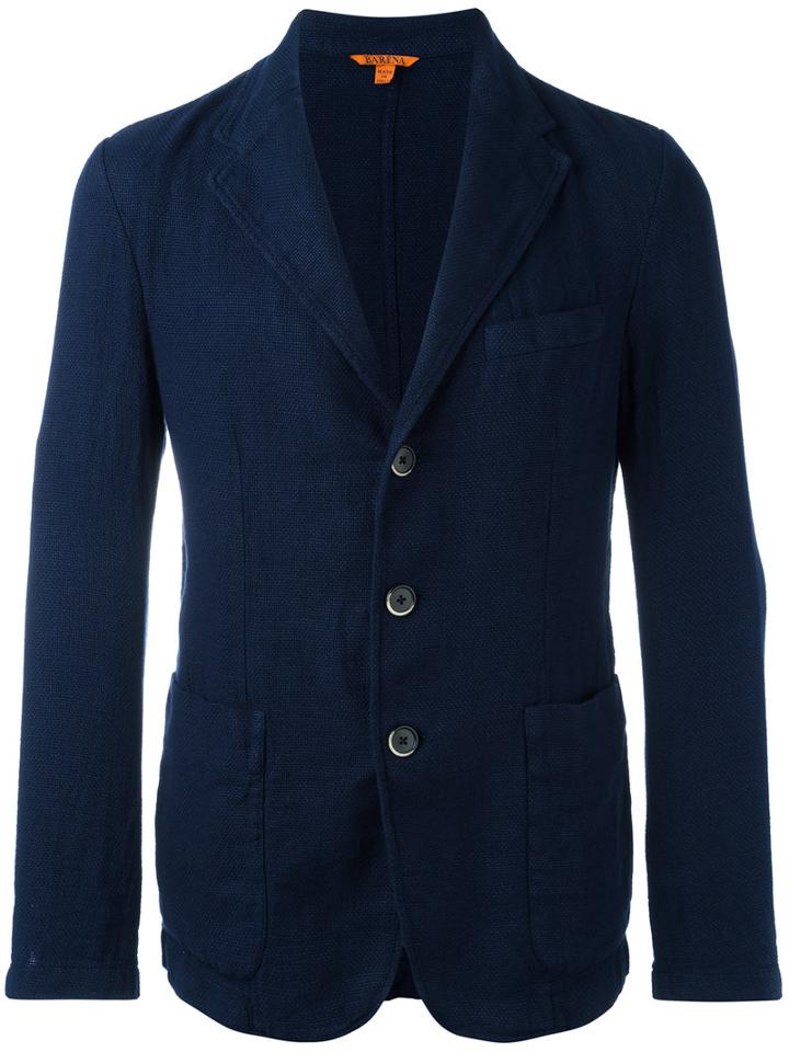 Barena Patch Pockets Blazer, Men's, Size: 46, Blue, Cotton/linen/flax/polyester