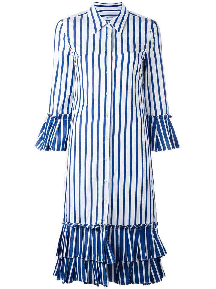 Dondup Frill Trim Shirt Dress, Women's, Size: 42, Blue, Cotton
