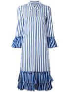 Dondup Frill Trim Shirt Dress, Women's, Size: 42, Blue, Cotton