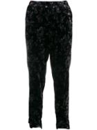Gold Hawk Victoria Crushed Velvet Trousers - Blue