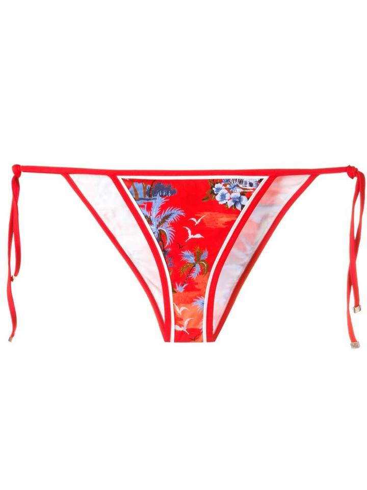 Dsquared2 Palm Tree Print Bikini Briefs, Women's, Size: 44, Red, Polyamide/spandex/elastane