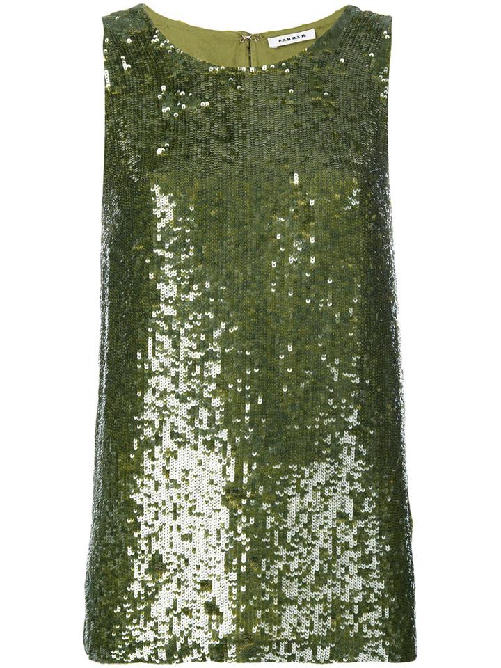 P.a.r.o.s.h. - Sequin Tank - Women - Viscose/pvc - Xs, Green, Viscose/pvc