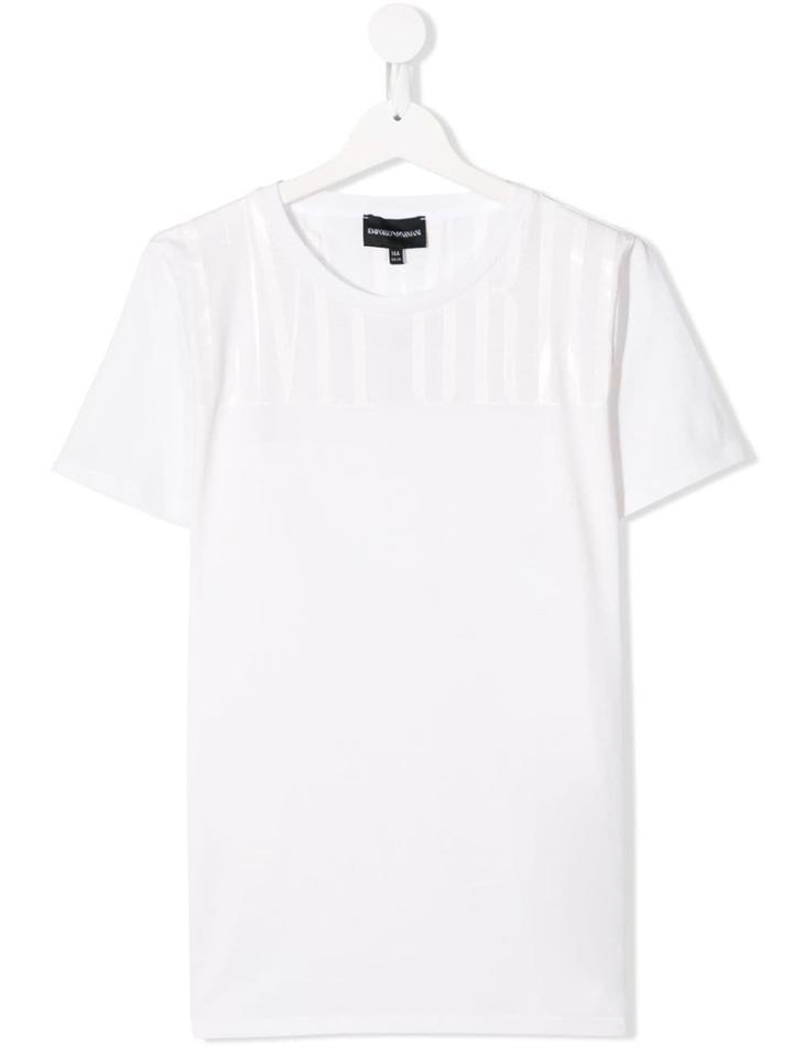 Emporio Armani Kids Teen Logo Printed T-shirt - White