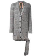 No21 Ribbed Cardigan, Women's, Size: 38, Grey, Silk/wool/alpaca