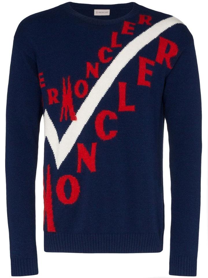 Moncler Logo Intarsia Jumper - Blue