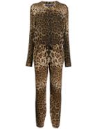 Dolce & Gabbana Leopard Print Cashmere Jumpsuit - Brown