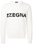 Z Zegna Logo Fine Knit Sweater - White