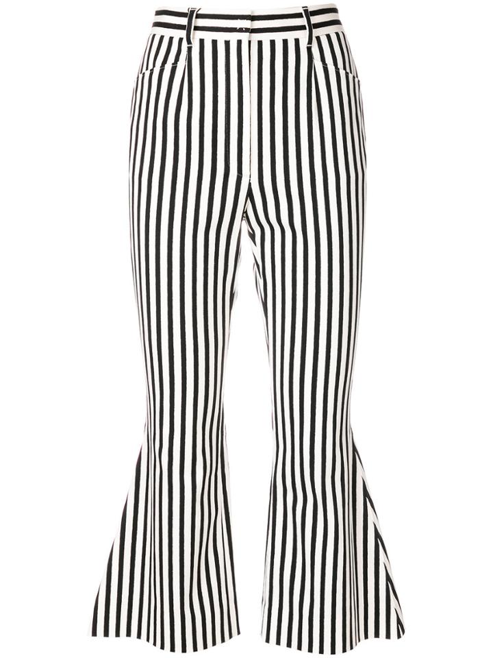 Dolce & Gabbana Flared Striped Cropped Trousers - White