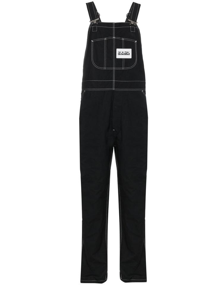 Napa By Martine Rose Black Cotton Dungarees With Contrast Stitching