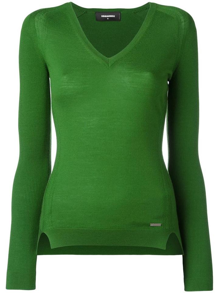Dsquared2 Classic V-neck Jumper, Women's, Size: Small, Green, Wool