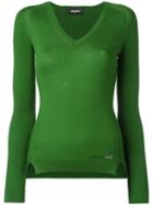 Dsquared2 Classic V-neck Jumper, Women's, Size: Small, Green, Wool