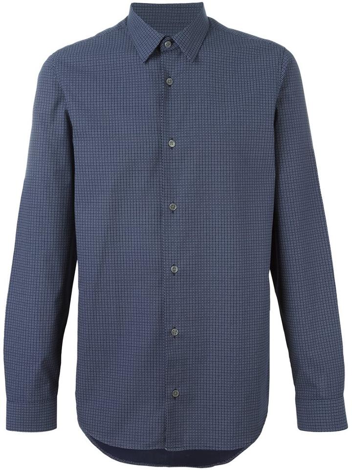 Z Zegna Micro Print Shirt, Men's, Size: 41, Blue, Cotton