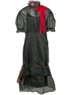 Miu Miu Tulle Pussy Bow Neckline Dress - Black