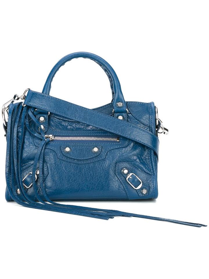 Balenciaga - Fringed Detail Tote - Women - Lamb Skin - One Size, Women's, Blue, Lamb Skin