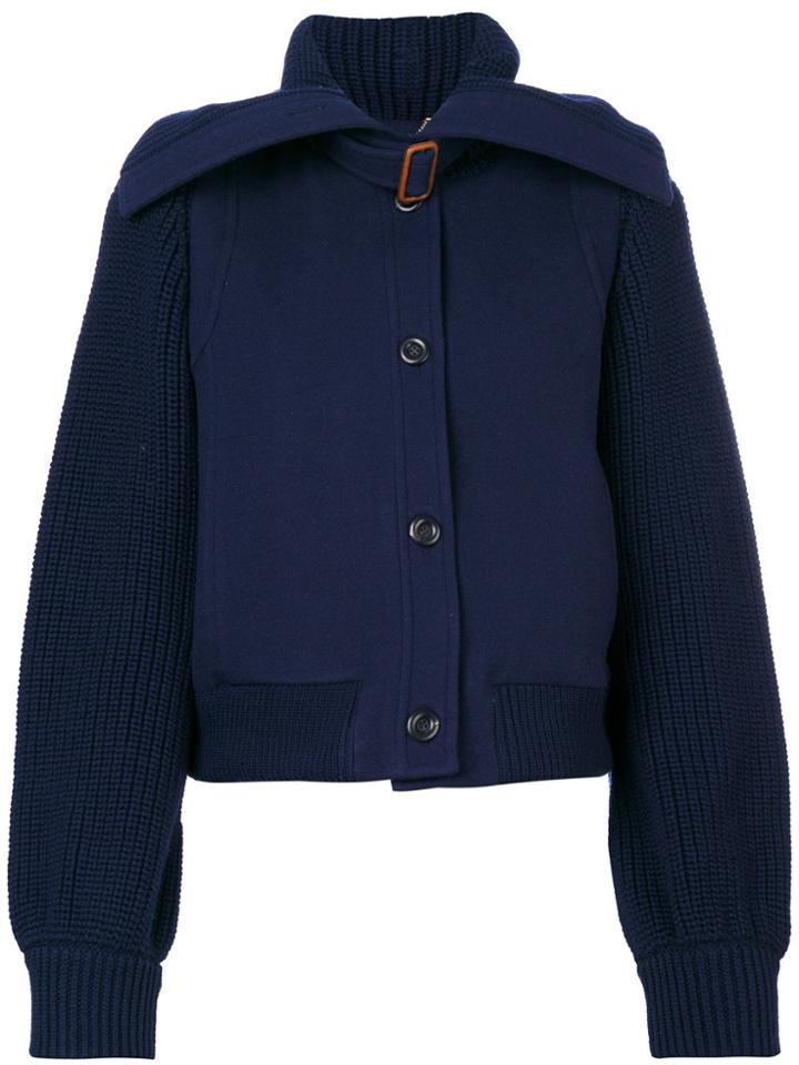 Chloé Knit Panel Bomber Jacket - Blue