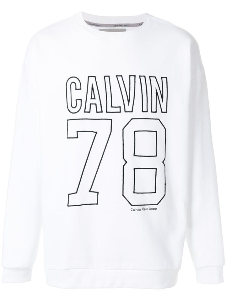 Calvin Klein Logo Embroidered Sweatshirt - White