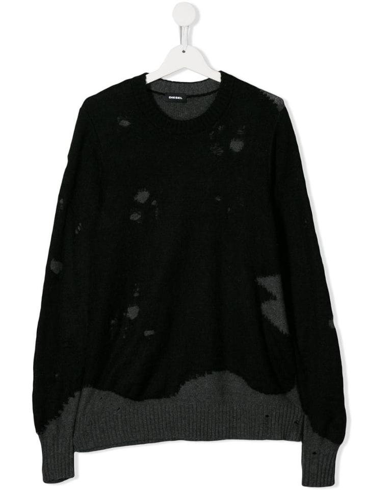 Diesel Kids Teen Intarsia Knit Jumper - Black