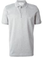 Salvatore Ferragamo Zip Front Polo Shirt, Men's, Size: Xl, Grey, Cotton