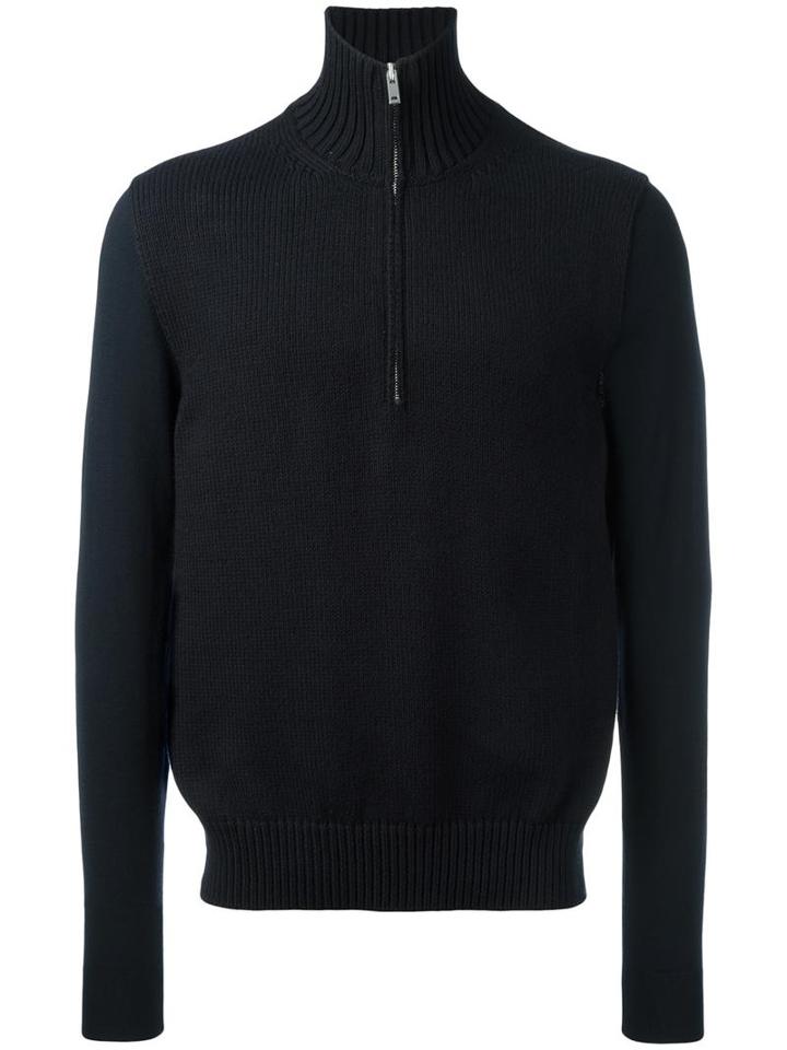 Maison Margiela Contrast Knit Jumper, Men's, Size: Medium, Blue, Wool/cotton