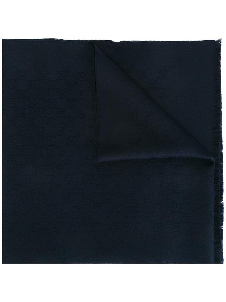 Gucci Classic Knit Scarf, Men's, Blue, Cashmere